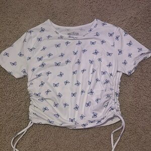 M Blue Butterfly Short Sleeve Hollister Tee
